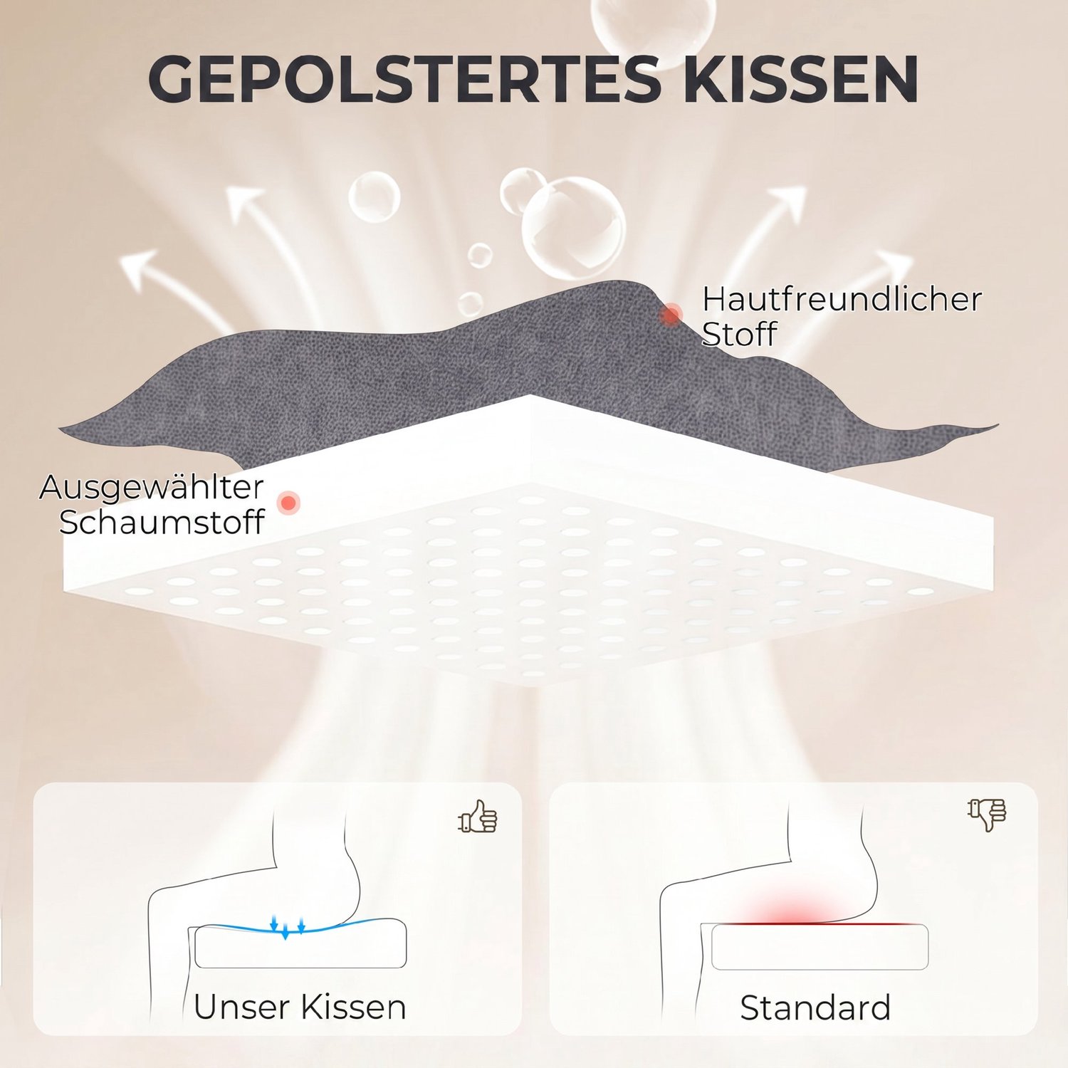 Homona Massage-bureaustoel - Met lendenkussen en nekmassage - In hoogte verstelbaar - 70,5 x 76 x 114-122 cm - Grijs