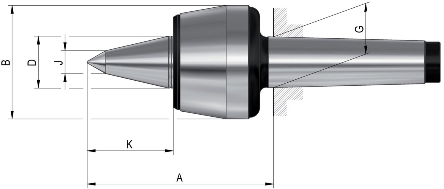 Röhm Meelopende Centreerpunten 60°, MK 5, Grootte 110, met verlengde Loopspits Nauwkeurigheidsuitvoering - 1412293