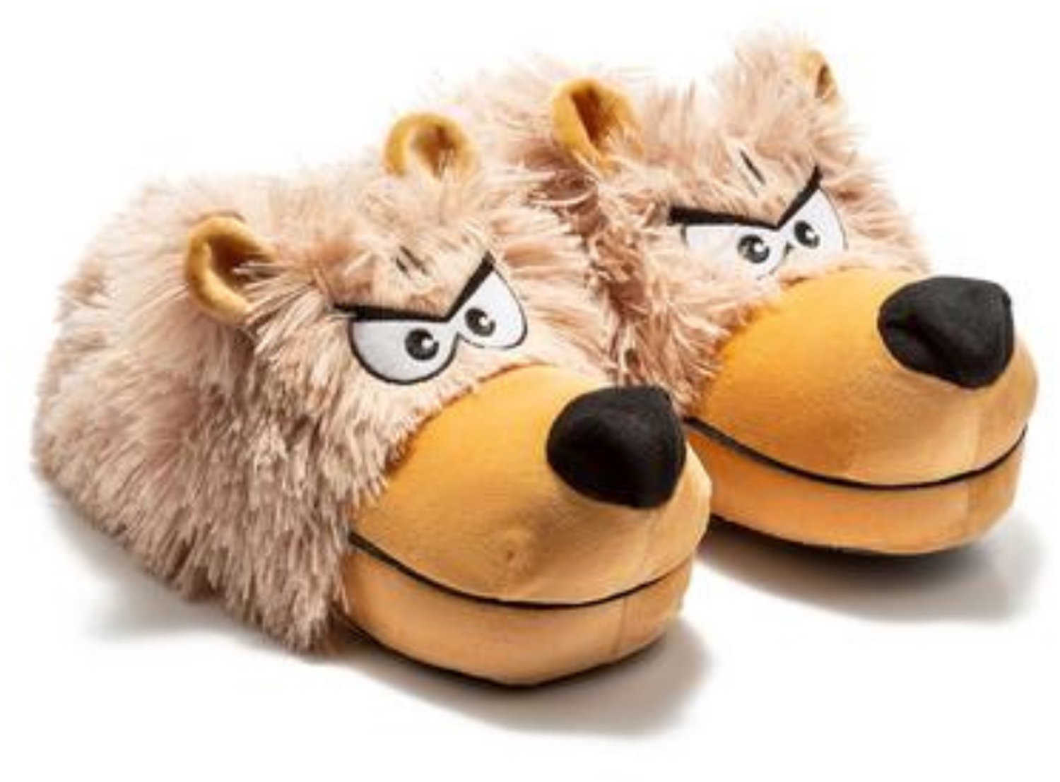 Berussa - Twigy Grumpy Bear Heren Pluche Sloffen - Stoere Beer Dieren Pantoffels Maten 41-46 - Beige - Origineel Cadeau