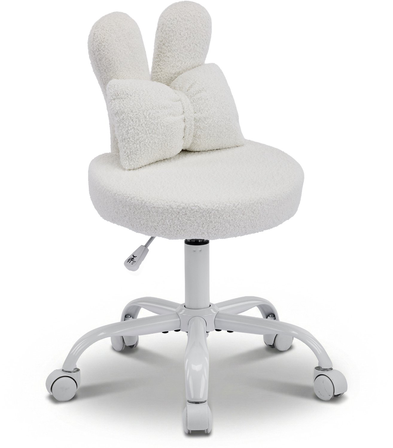 LEADZM-Bureaustoel - Teddy fleece - Bureaustoelen-Schuimstofvulling - In Hoogte Verstelbaar - Voor Werk- en Slaapkamer-Wit-2 artikelen