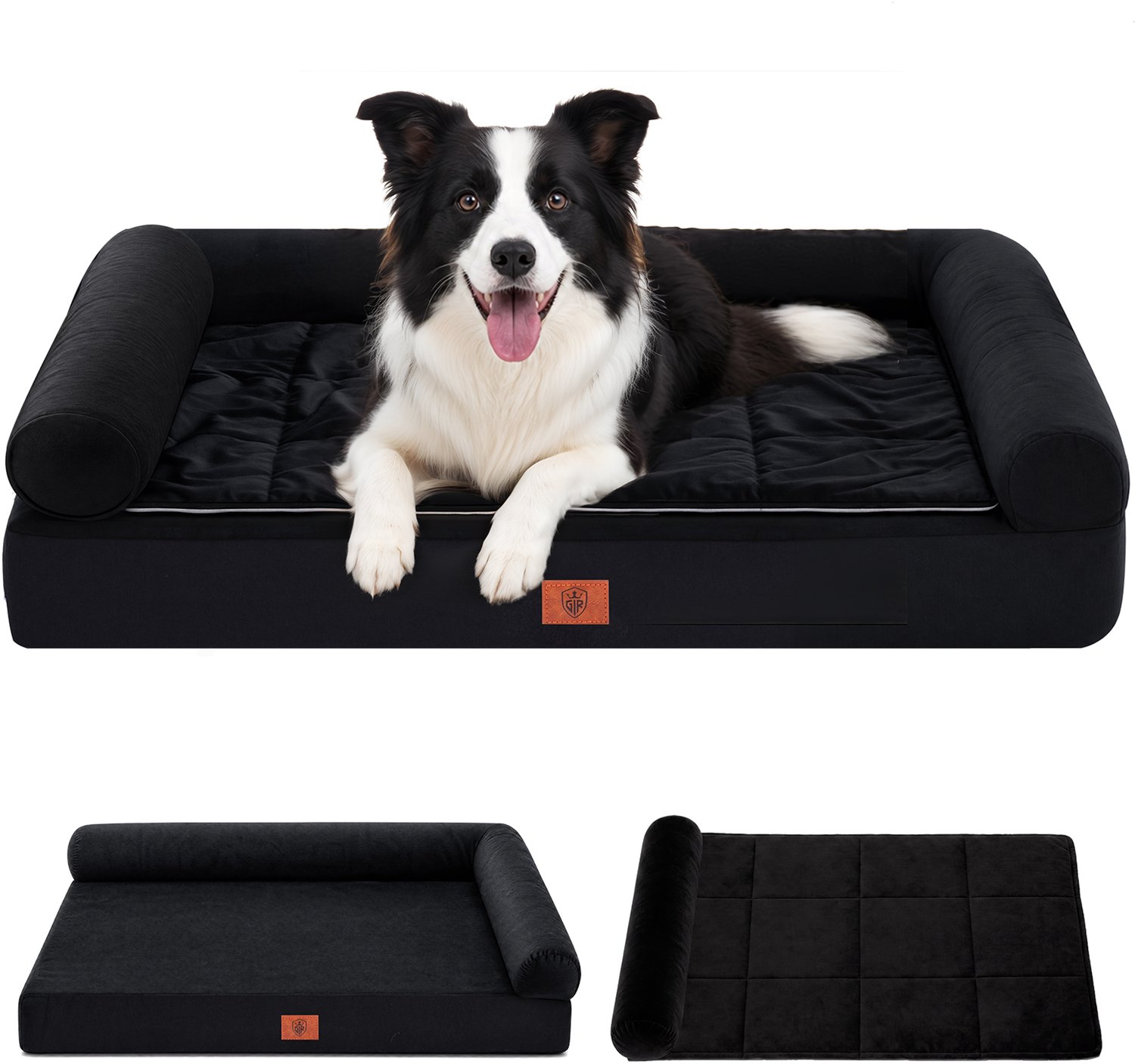 GTPLAYER - Hondenbed 119x84x21 cm - Eierschaal Schuim Waterdicht Wasbaar - Zwart
