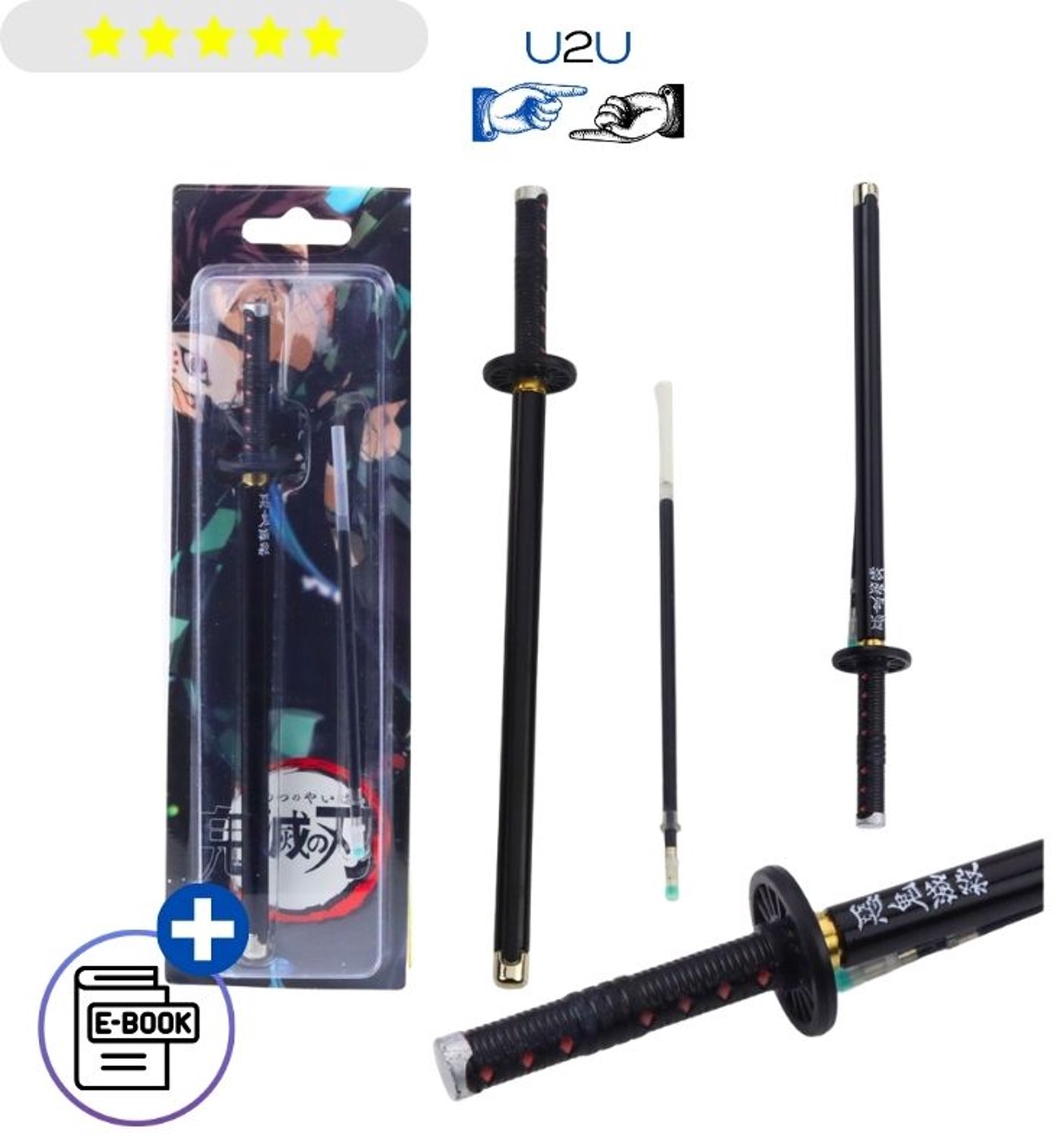 Metalen Katana Pen 19,5 cm – Anime Geïnspireerde Zwaardpen met Zwarte Inkt, Vervangbare Vulling Inclusief, Japans Design, Schrijfpen voor School en Kantoor, Decoratieve Pen voor Anime Fans, Geschenk in Cadeaudoos als Decoratieve Verzamelpen Met Ebook