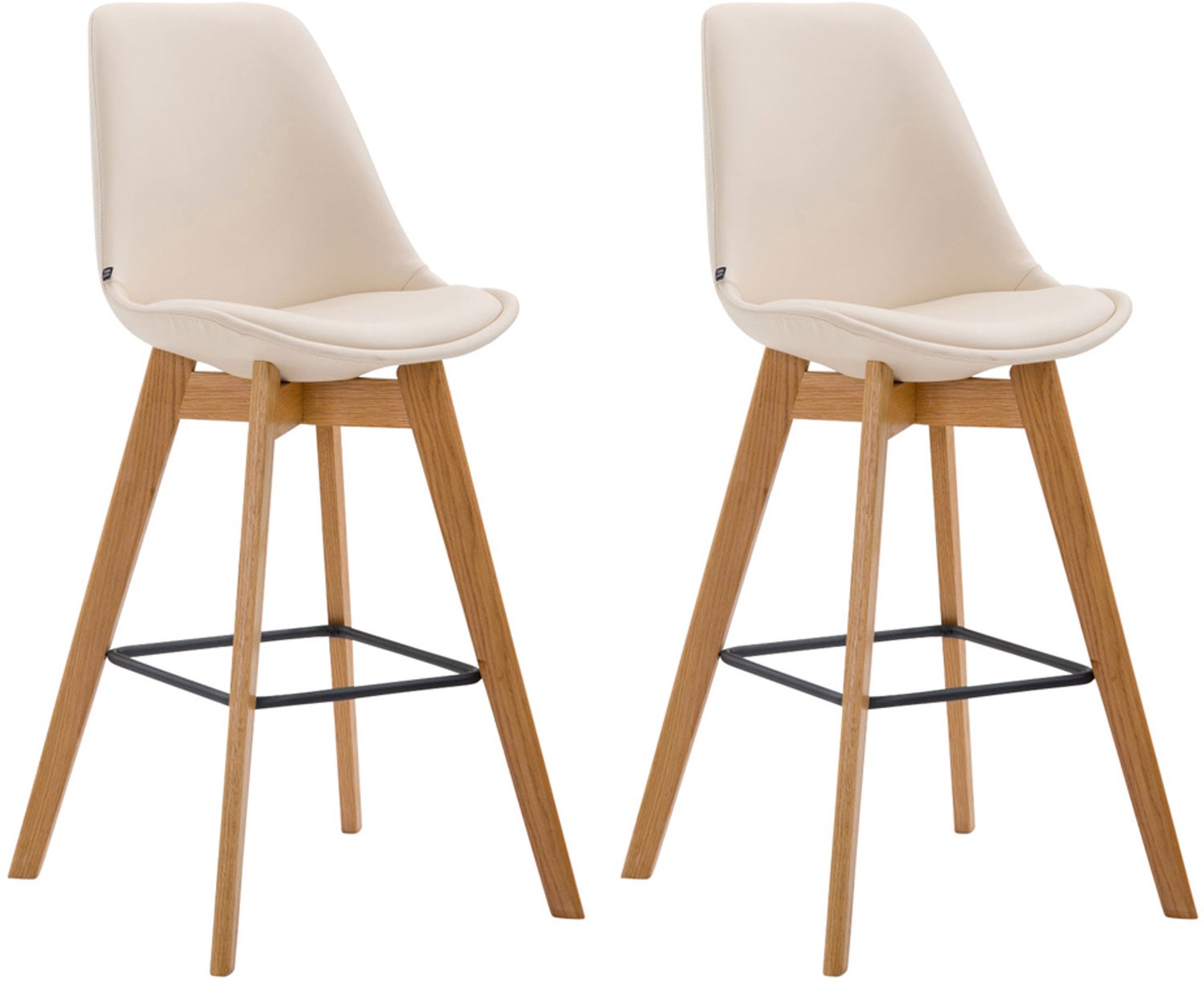 Barkruk - Set van 2 - Zithoogte 76 cm - Kunstleer - Crème