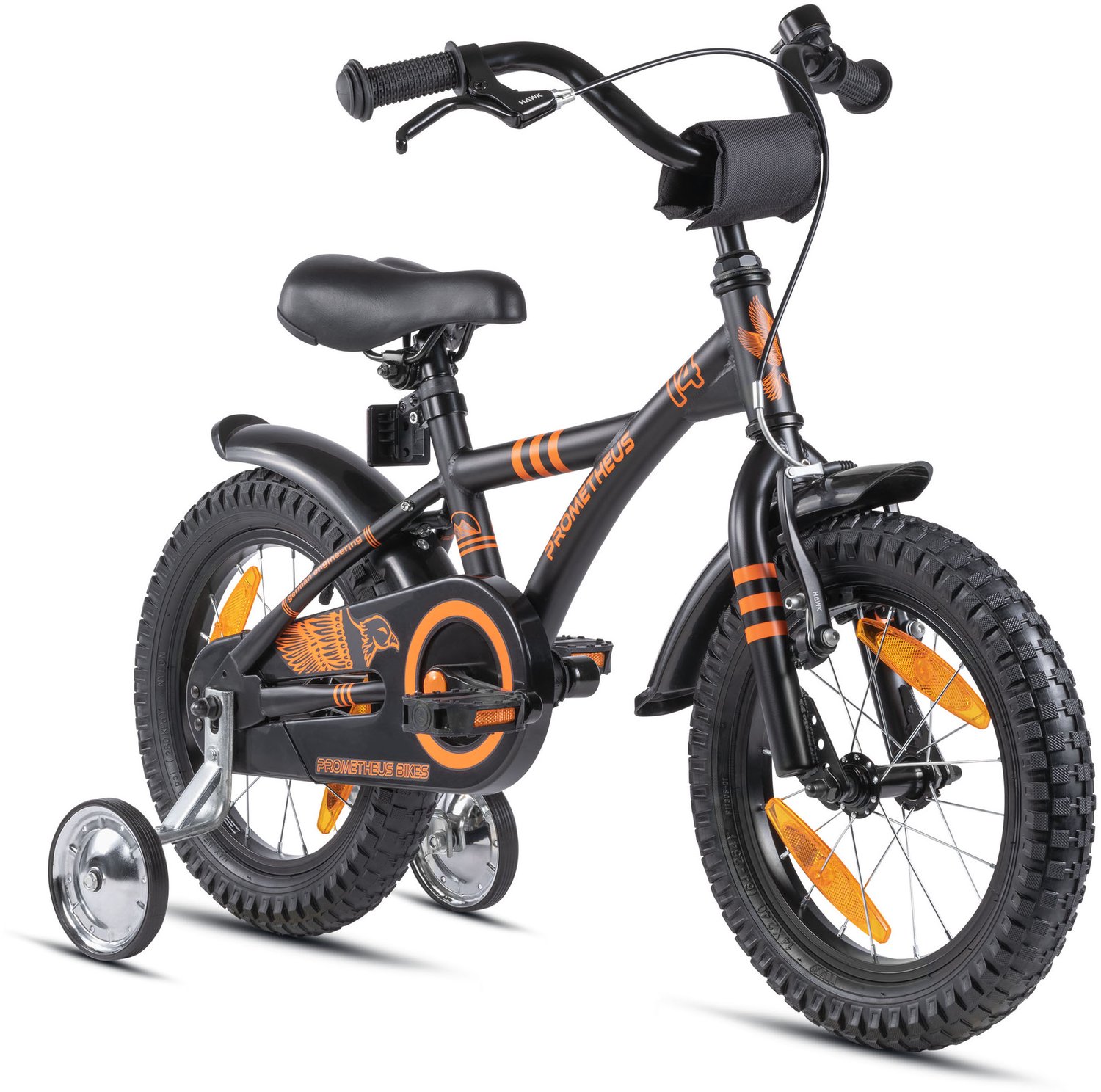 PROMETHEUS BICYCLES Kinderfiets 14 inch vanaf 3 jaar terugtraprem + zijwielen – HAWK