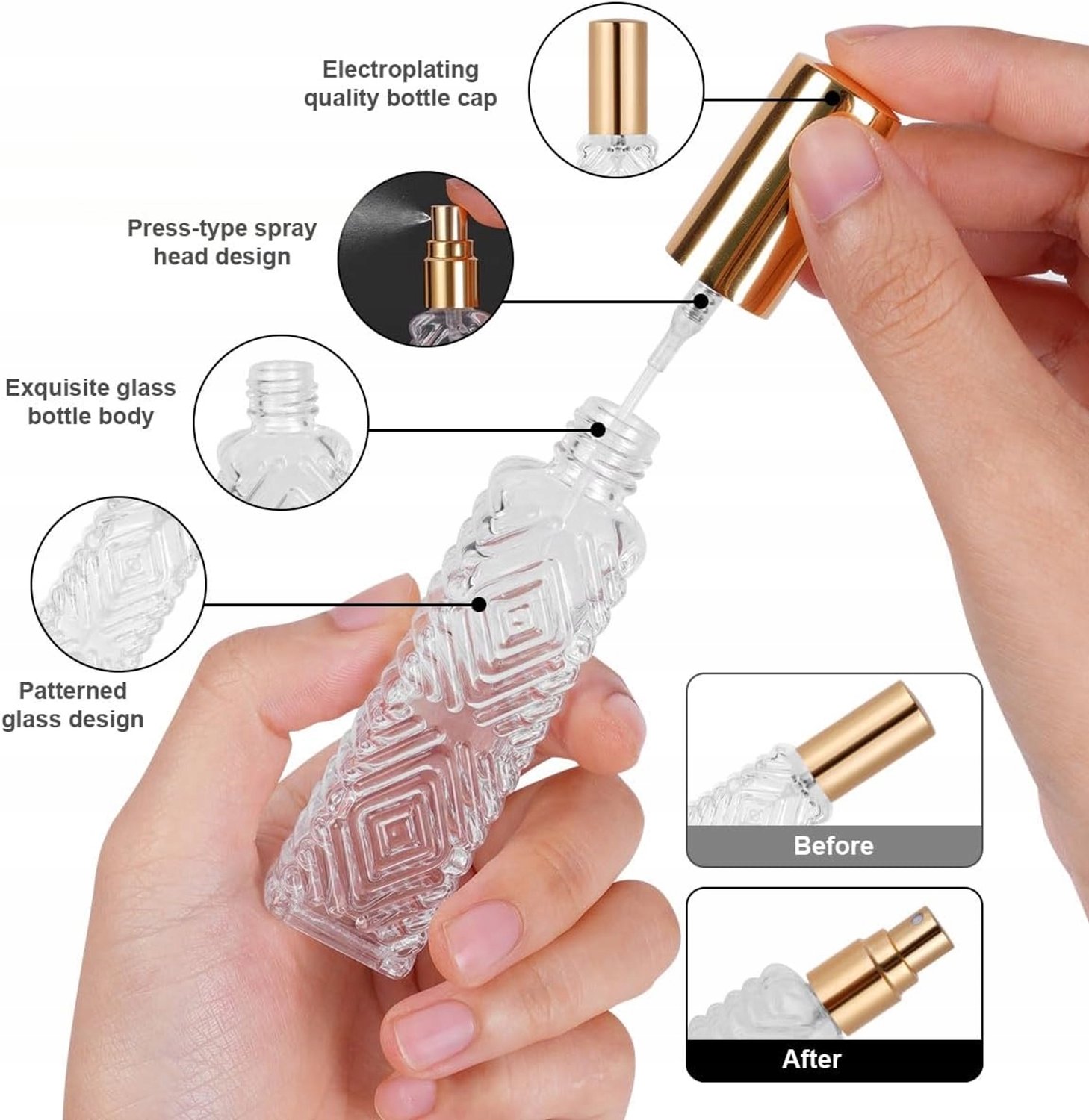 Glazen Parfum Verstuiver Set - 3x 12ml Reisformaat Atomizers
