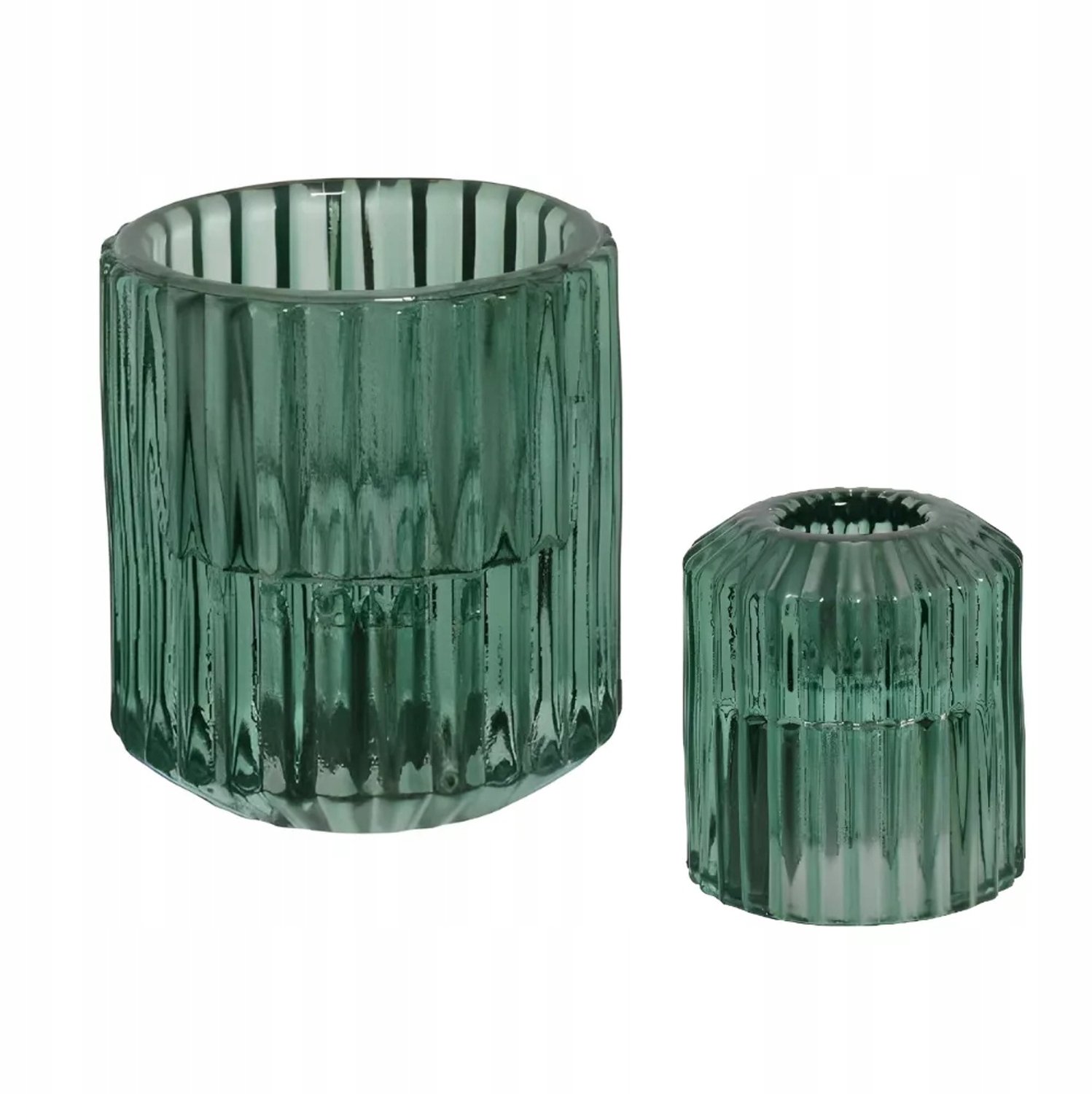 Dubbelzijdig Glazen Kaarsenhouder met Ribbelpatroon - Decoratief 6cm