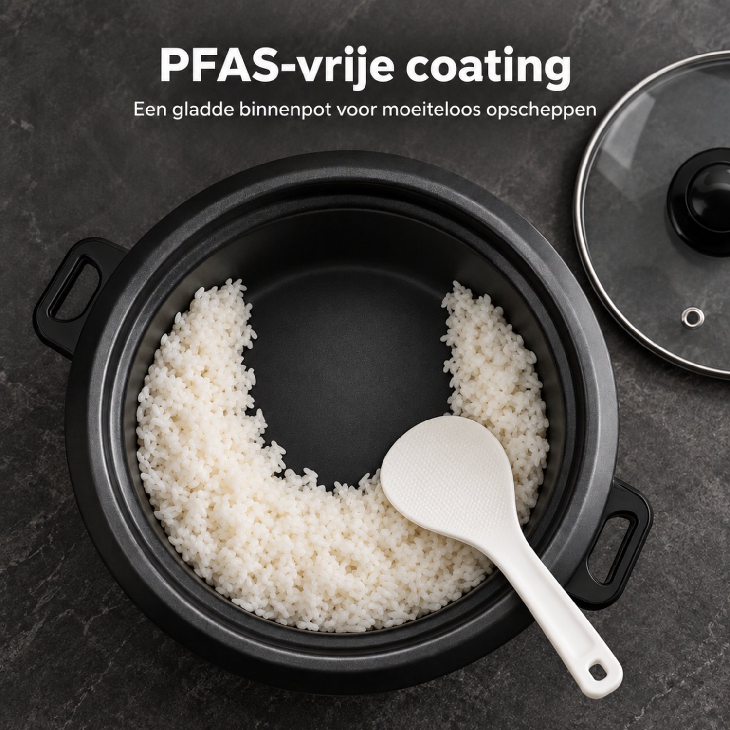 Savoré Kitchen Rijstkoker 1 Liter PFAS-vrij - Rice Cooker Klein voor 5 Porties - Warmhoudfunctie - Zwart thumbnail 3