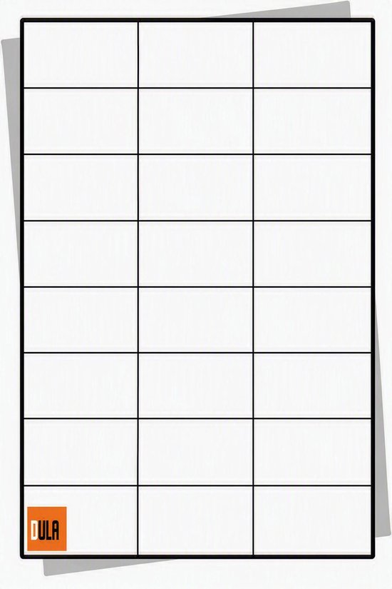 DULA etiketten, A4-formaat, 24 stickers per vel, 70 x 37 mm.