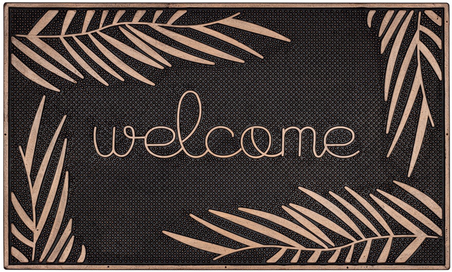 Hamat Diamo Welcome Leaves 45 x 75 cm - Buitenmat - Deurmat Buiten - Rubber - 6 mm