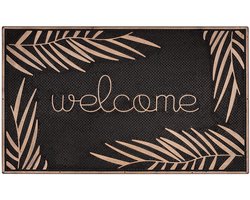 Hamat Diamo Welcome Leaves 45 x 75 cm - Buitenmat - Deurmat Buiten - Rubber - 6 mm