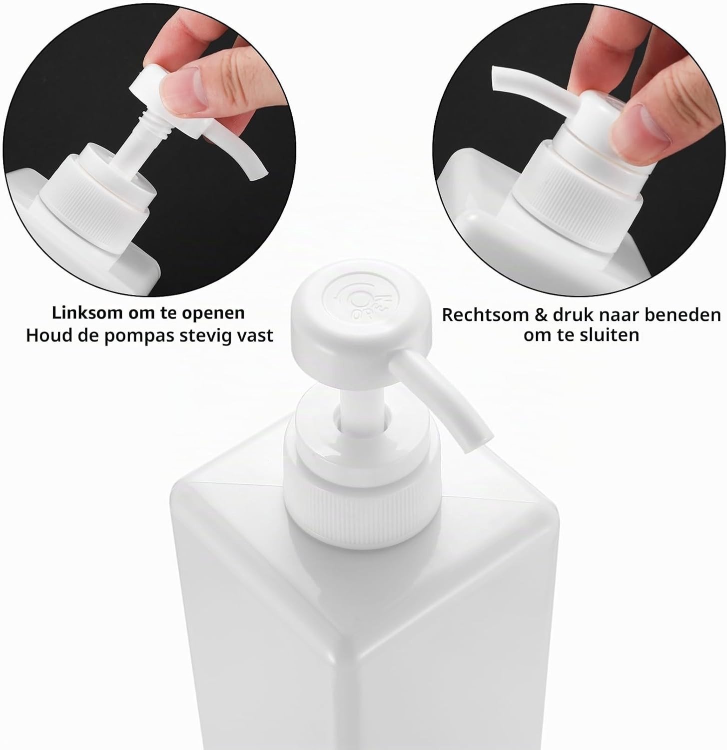 Set van 2 Stuks 650ml Dispenserflessen voor Zeep, Shampoo en Douchegel, Perfect voor Keuken en Badkamer, Plastic Pompflessen voor Lotion en Afwasmiddel