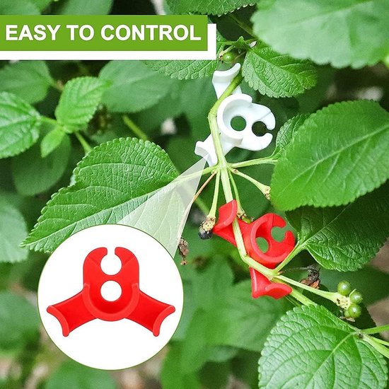 Plantenbuigers - 20 Stuks - 90 Graden Plantenclips - Plant Training Clips - Groeisturing voor Stengels en Takken - Rode Kweekclips - Flexibele Plantensteunen voor Kamerplanten, Tuin en Kas - Herbruikbare Plant Clips