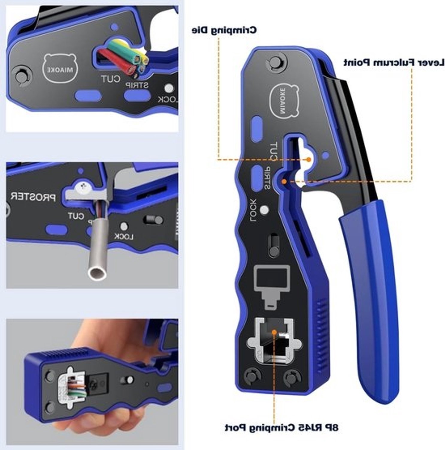 Netwerkgereedschapset - Reparatietools - Voor kabelonderhoud - Compleet met tester - Draagbare tas - Blauw