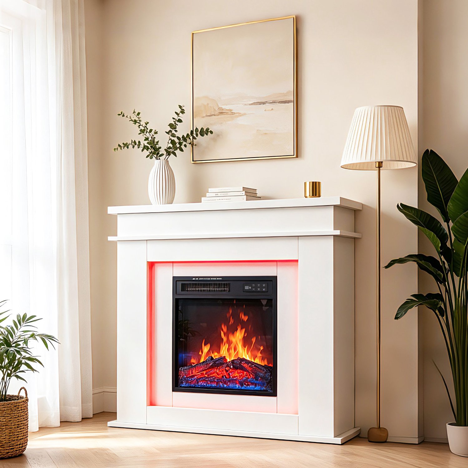 HOMAVO elektrische sfeerhaard – elektrische haard met verwarming 900/1800 W – timerfunctie – oververhittingsbeveiliging