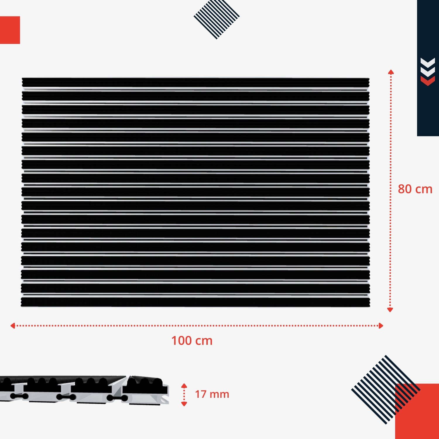 Polentex Combi Standaard 17 Deurmat - 100x80 cm - Textiel/Aluminium