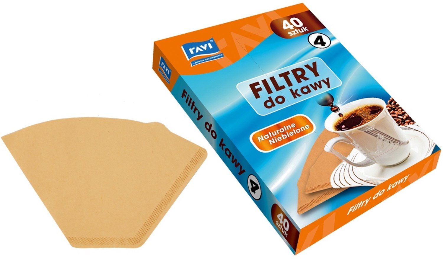 Ravi Koffiefilters Maat 4 - 40 Stuks - Natuurlijk Bruin