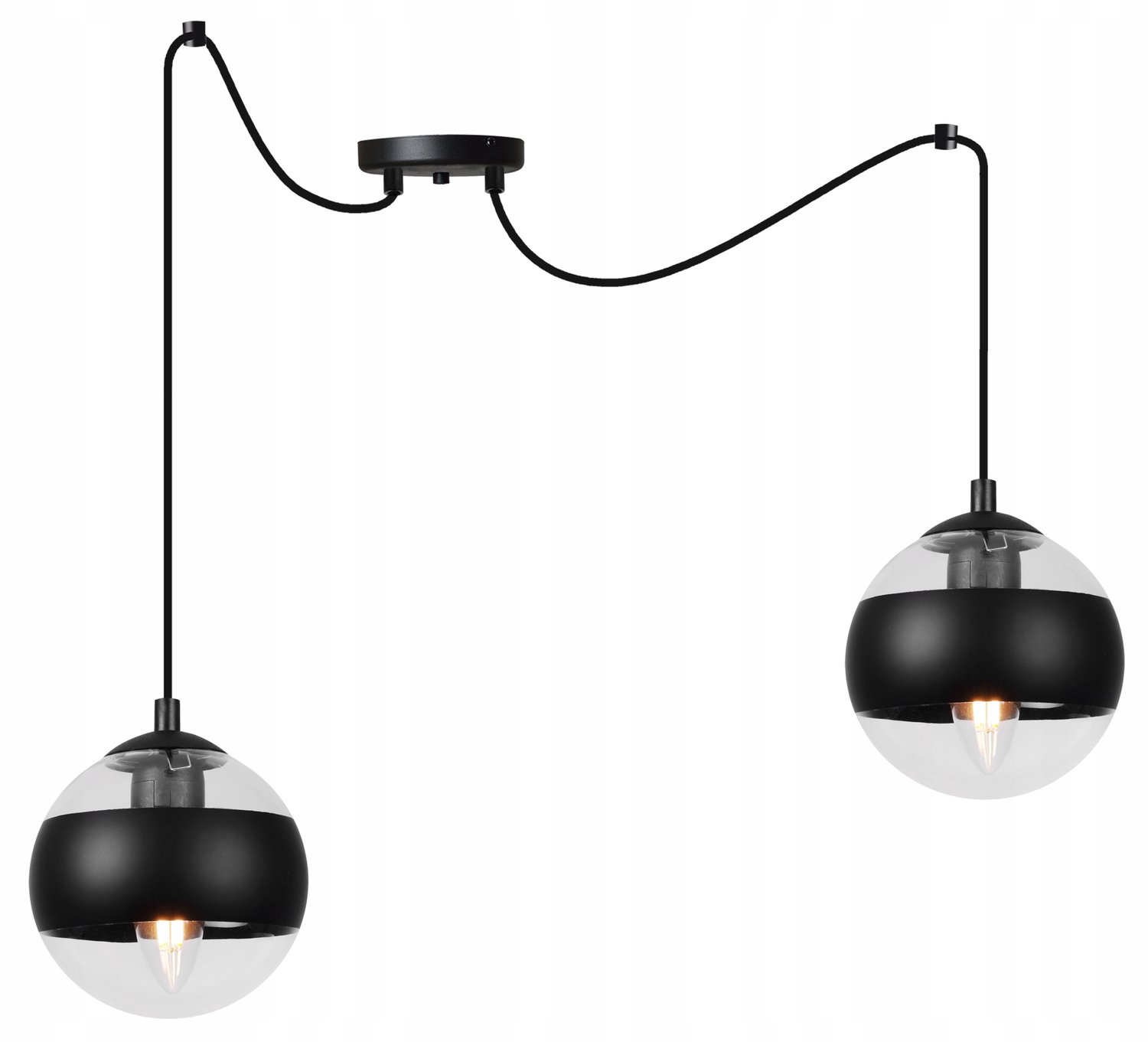 TOLEDO Dubbele Hanglamp Glas Zwart - Industriële Stijl