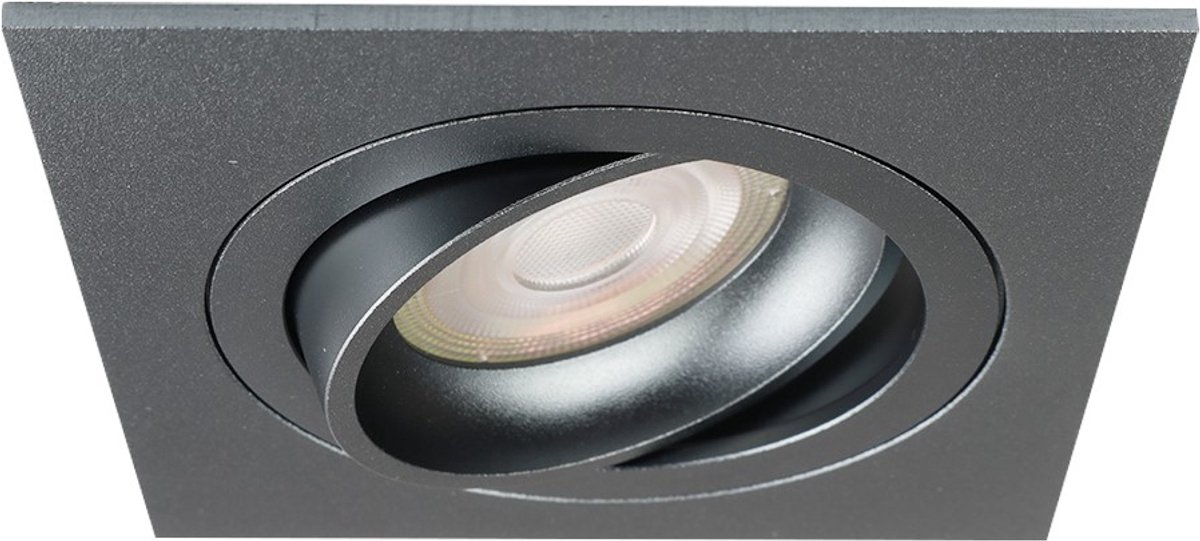 Inbouwspot Arvek vierkant gunmetal - 2700K - dimbaar - 2 jaar garantie