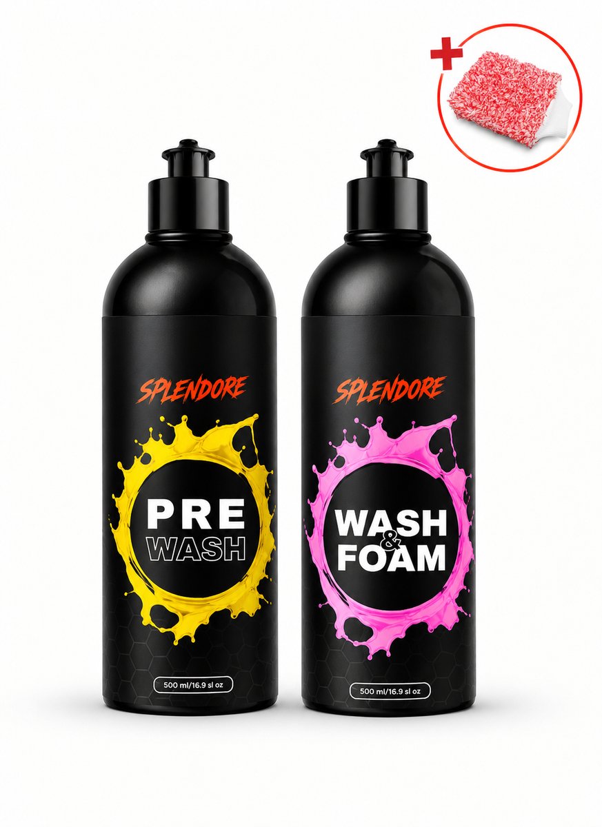 Splendore was startpakket - Pre wash - Was & Foam - washmitt - washandschoen - poetsmiddel - bundel - voorwas - schuim - snowfoam