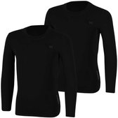 Thermoshirt - Kids - Baselayer - Unisex - Zwart - Maat 104 t/m 164 - Thermokleding - Wintersport - Alle sporten - 2-Pack