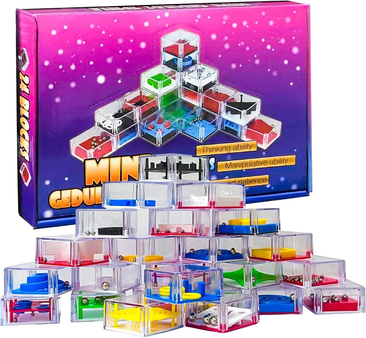 24 Stuks Geduldspellen, Mini Denkspel voor Kinderen en Volwassenen, Educatief Speelgoed, Puzzel en Vaardigheidsspel
