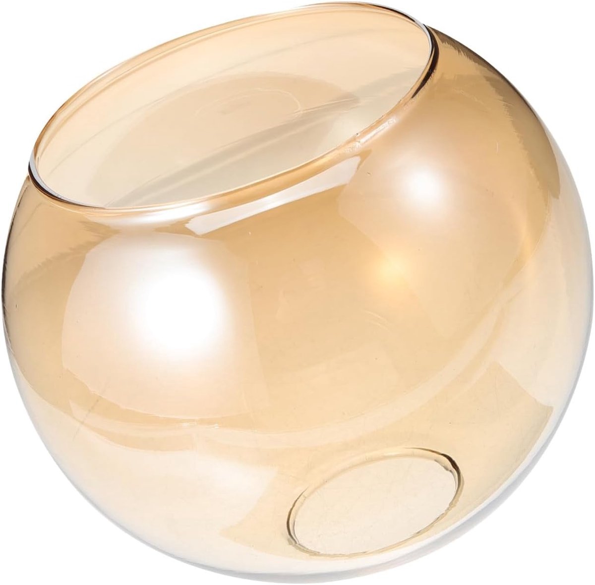 Glazen lampenkap bureaulamp - Barnsteenkleur - Ronde glazen bol - Vervangende lampenkap met dubbele opening - Voor E27 lampen