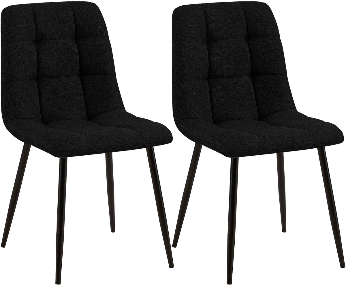CLP Set van 2 Eetkamerstoelen Tilde - Gestoffeerd - Metalen Onderstel - belastbaar tot 150 kg - Stof/zwart