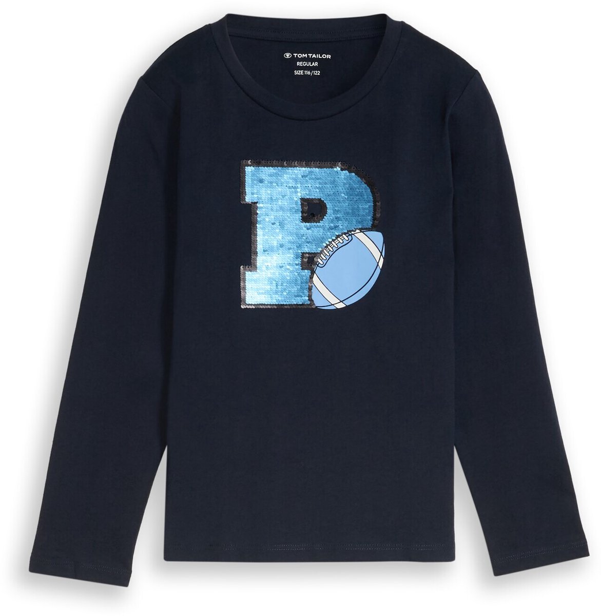 Tom Tailor - T-shirt met lange mouwen en interactieve print - Maat 128/134 - sky captain blue