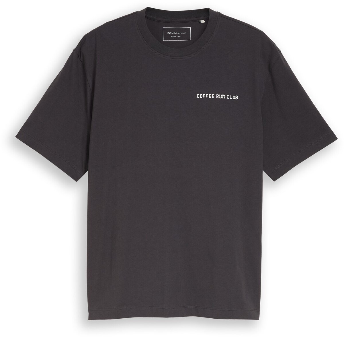 Tom Tailor Denim - T-shirt met relaxte pasvorm en print op de rug - Maat M - coal grey