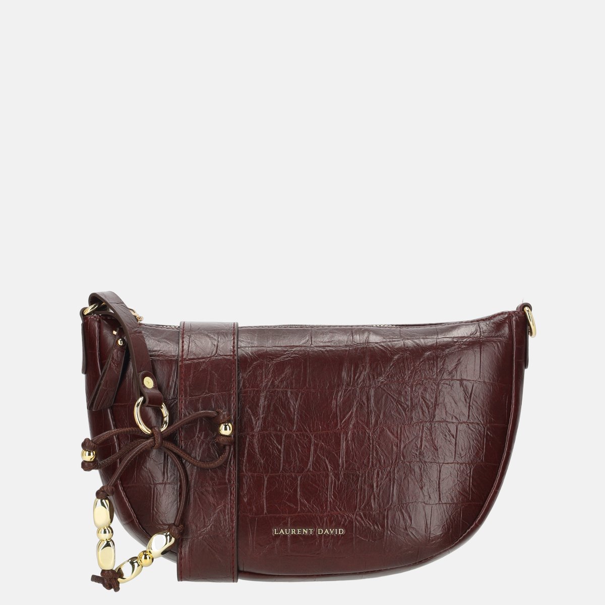 Laurent David Lauren crossbody tas croco bordeaux