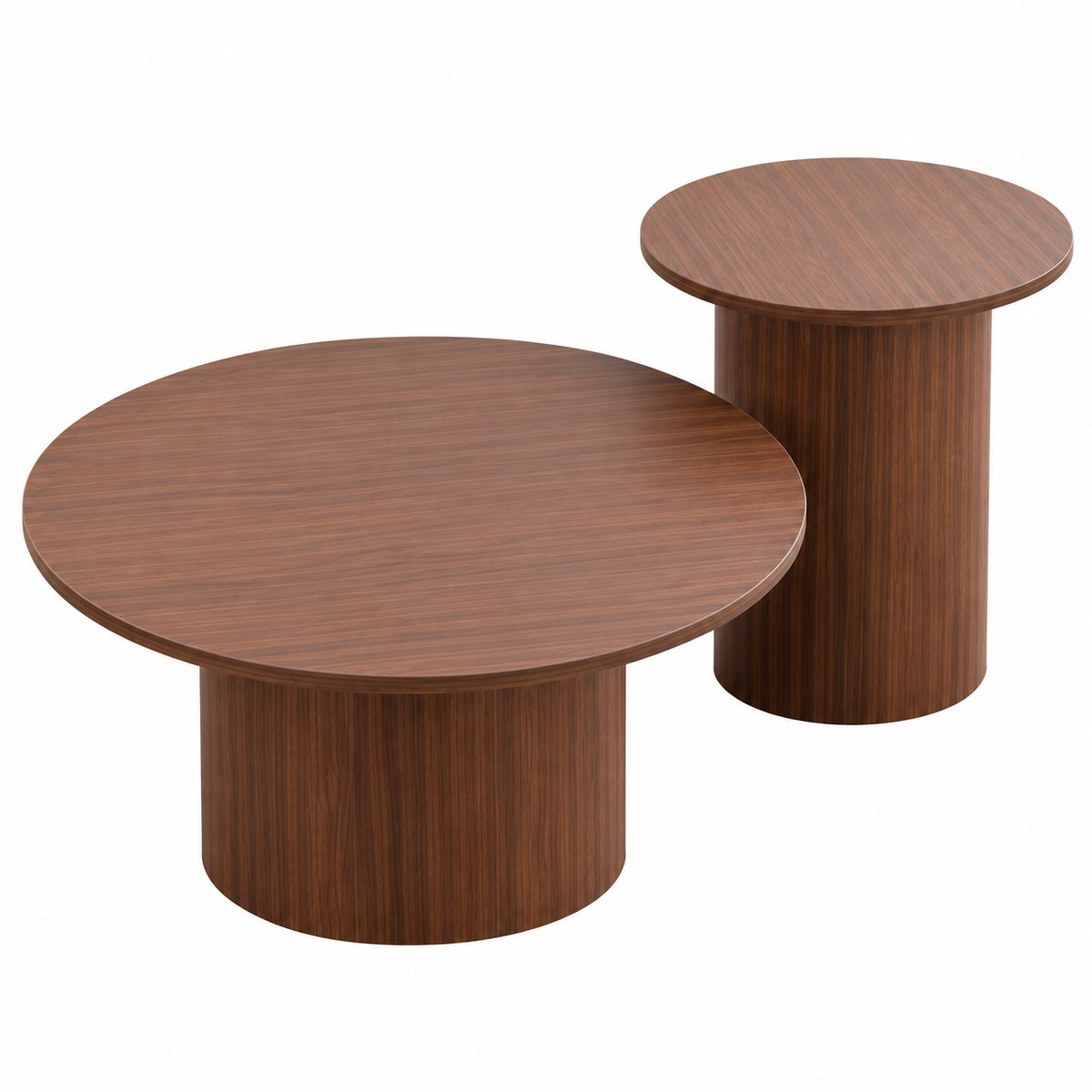 VILIMA - Salontafel set - Salontafel set van 2 - Salontafel rond - Scandinavische stijl - Hoogwaardige kwaliteit - Donkerbruin