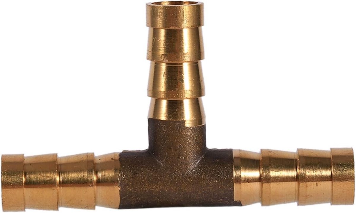3-Weg Messing Brandstofslang Verbinder voor Samengeperste Lucht, Olie en Gasleidingen - Geschikt voor 6mm, 8mm, 10mm en 12mm Slangen