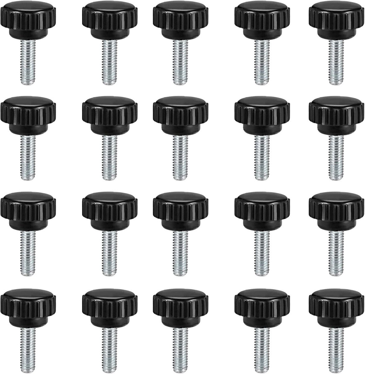 20 Stuks M6 x 15mm Draad Klemknoppen met Serrated Grip en Ronde Kop voor Bevestiging en Montage