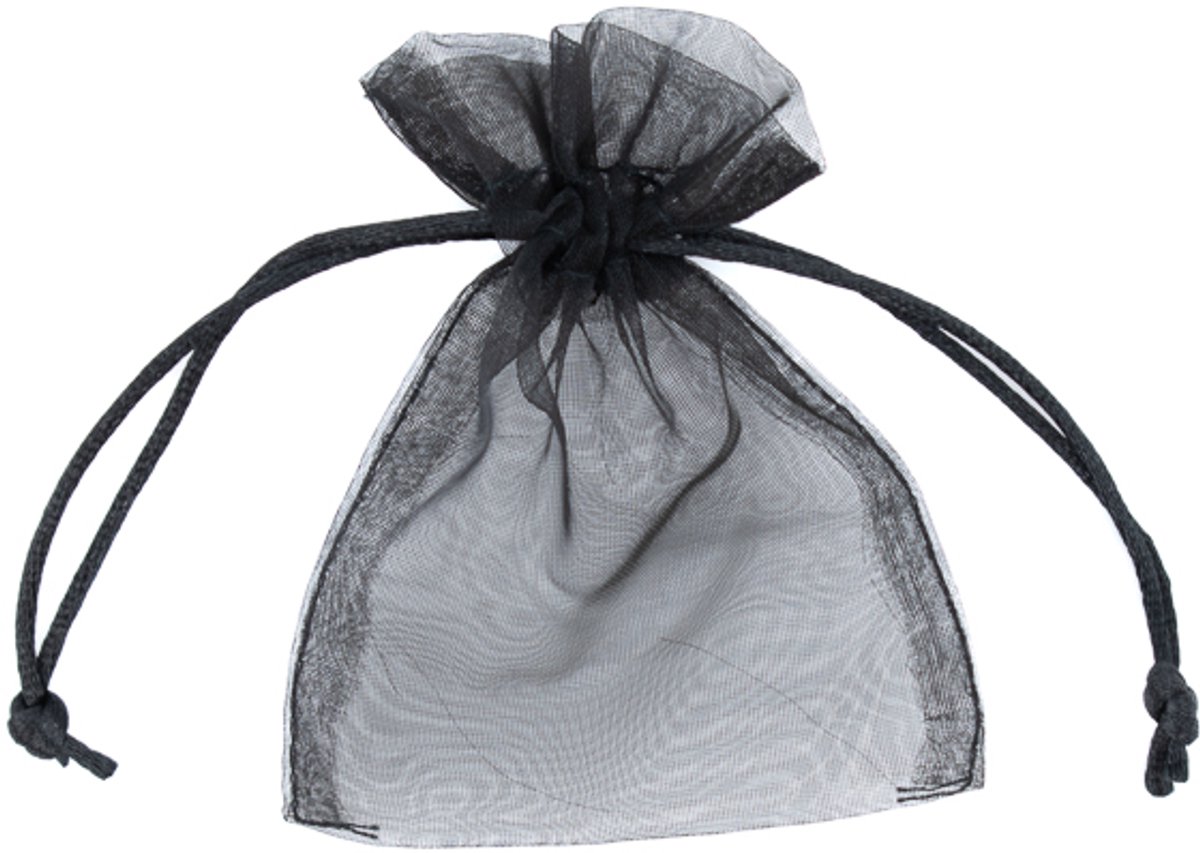 Organza zakjes - cadeauzakje - 7,5 x 10 cm - zwart - 10 stuks