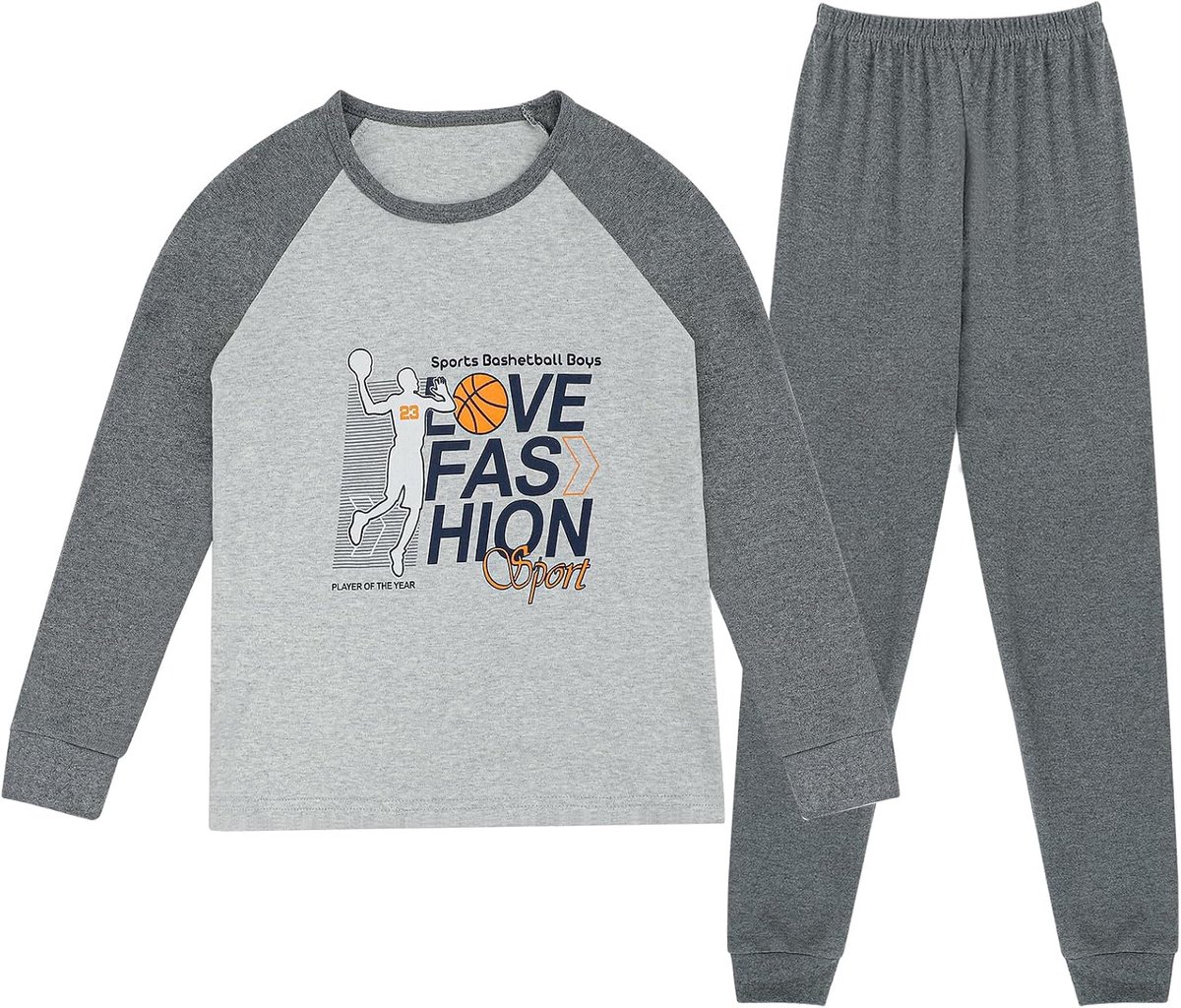 pyjama voor kinderen en jongeren, lange mouwen, katoen, nachtkleding voor jongens, in de herfst en winter