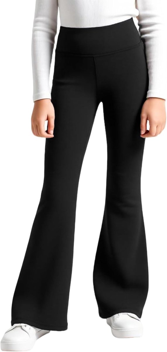 meisjeslegging thermo wijde broek gevoerd uitlopende yogabroek hoge taille ondoorzichtige wijde elastische sportlegging kinderen uitlopende broek dansen hardlopen sportbroek voor 5-12 jaar