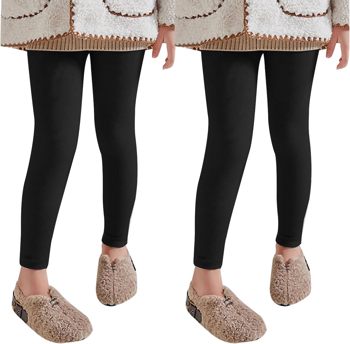 Leggings voor meisjes, hoge taille, thermisch ondergoed, gevoerde thermische panty, ondergoed, kinderbroek, zachte winterwarme leggings voor meisjes, 1/2/3 stuks