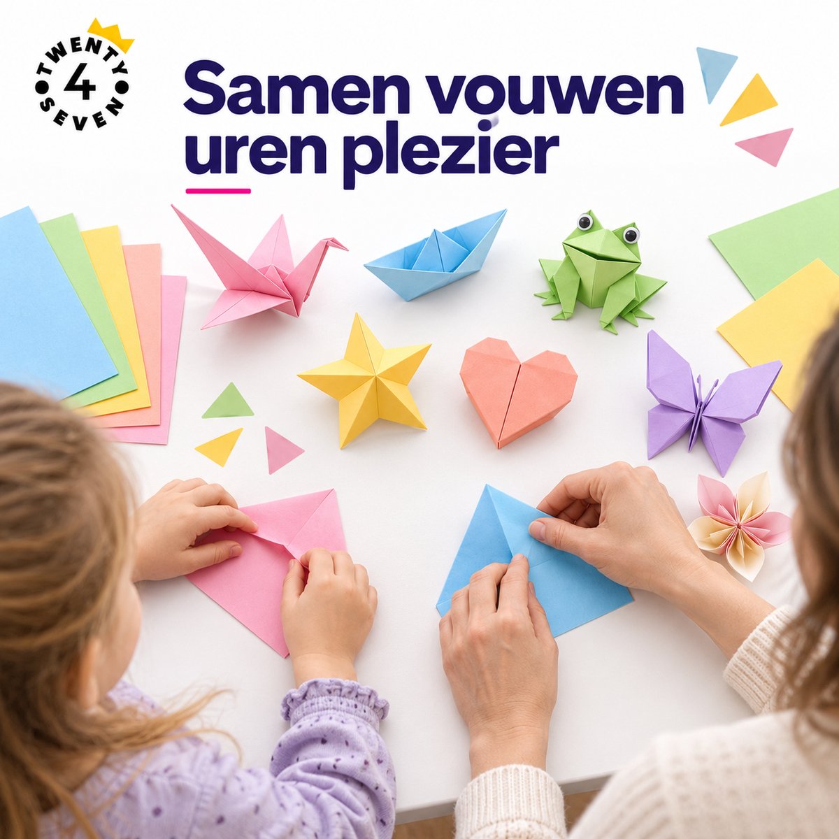 Twenty4seven® Gekleurd Papier A4 - 100 Vellen Origami, Vouwpapier en Knutselpapier - 80 Grams FSC - Surprise Knutselen voor Kinderen - Sinterklaas Cadeau - 20 Projecten — cadeau in Hobby - foto 3