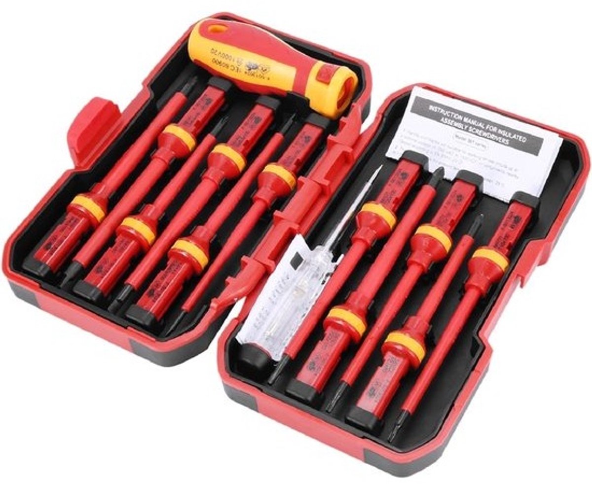 13 Stuks Vde ïsoleerde Schroevendraaierset Cr-V Hoogspanning 1000 V Magnetische Sleuf Torx Schroevendraaier Duurzaam Handgereedschap - Hoge Kwaliteit Langdurig Gebruik