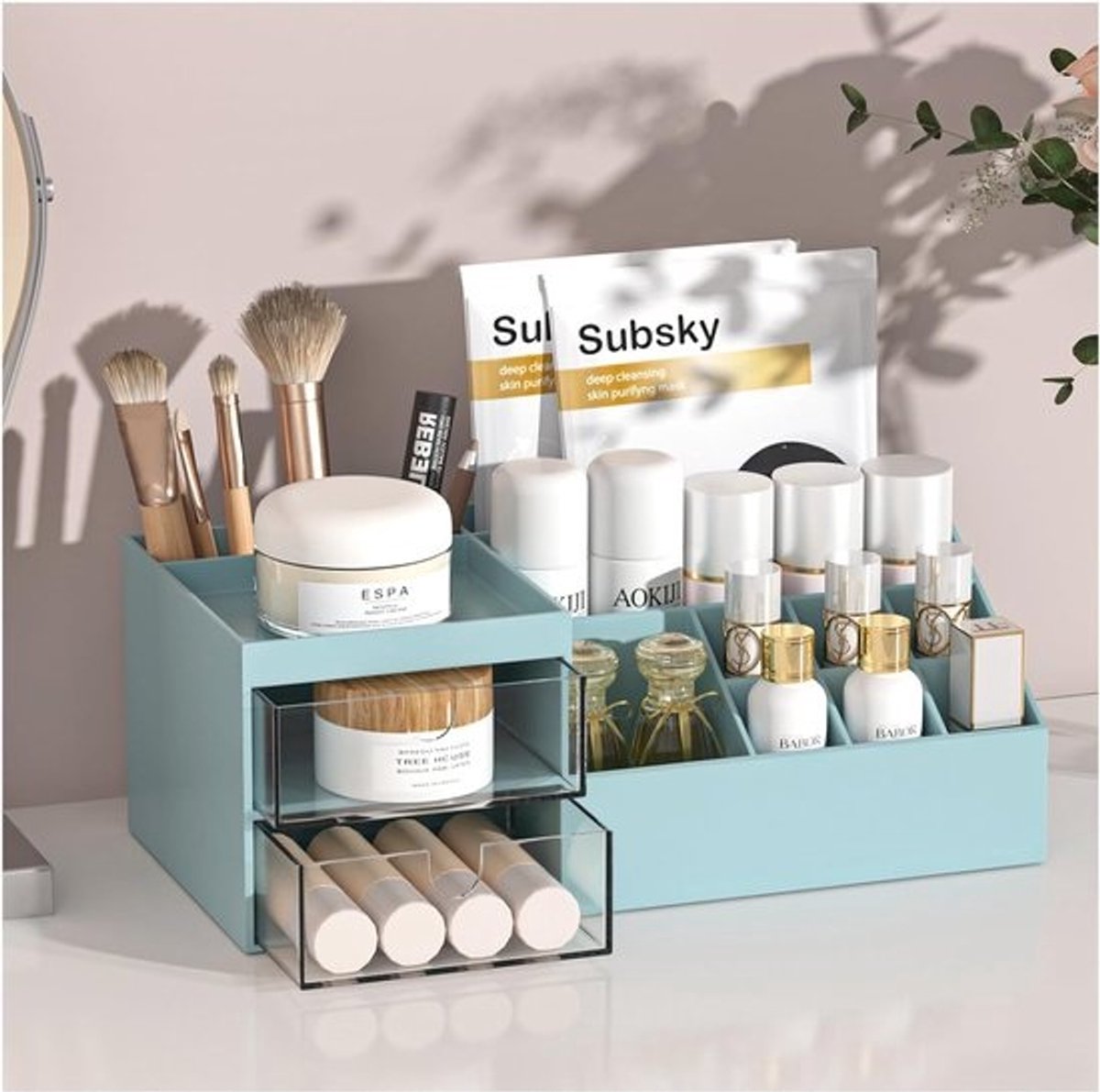 Make-up Organiser met Lades, Make-up Opberg Cosmetische Aankleedtafel Organiser Make-up Box met Lades voor Commode, Slaapkamer, Badkamer A