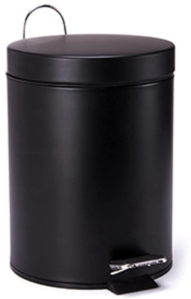 Zwarte matte vuilnisemmer pedaalemmer afvalemmer - 3 liter - met uitneembare binnenemmer zwart