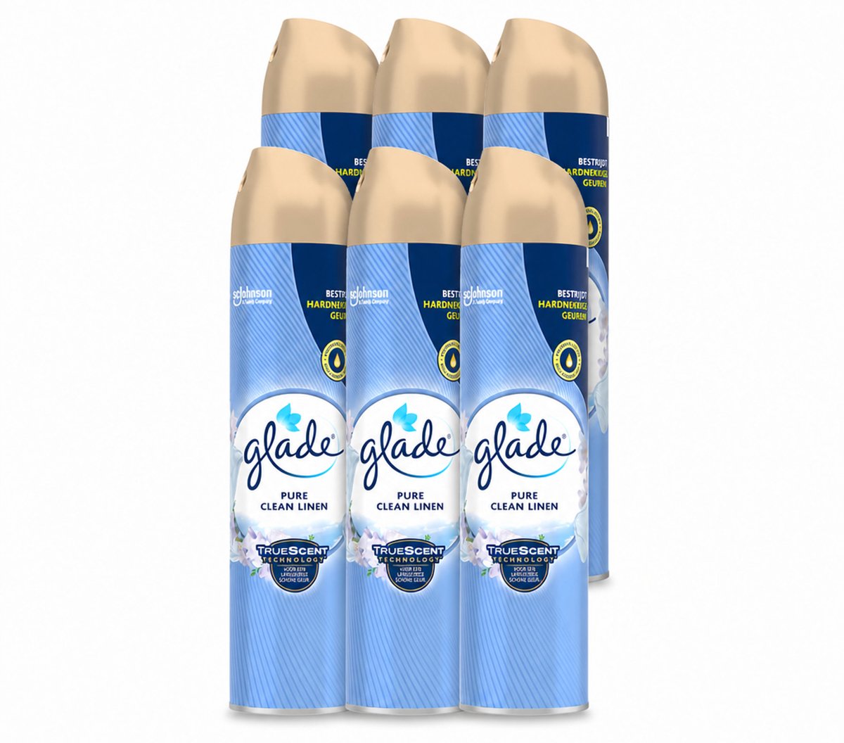 6 x Glade – Luchtverfrisser Spray – Pure Clean Linen – 300 ml - Voordeelverpakking - 6 stuks