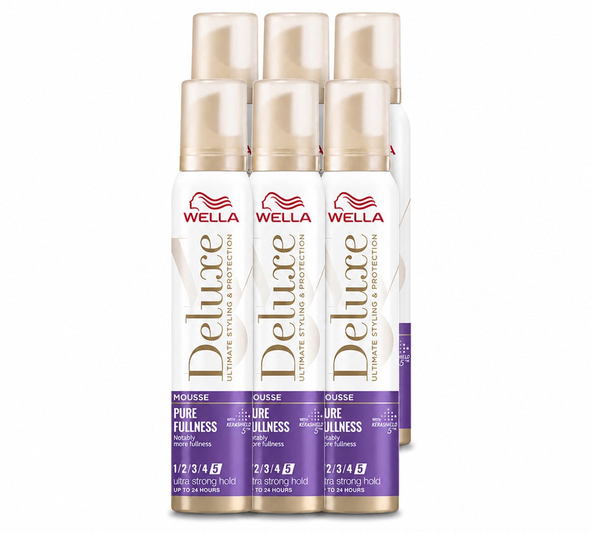 6 x Wella – Deluxe Pure Fullness – Haarmousse – 200 ml - Voordeelverpakking - 6 stuks