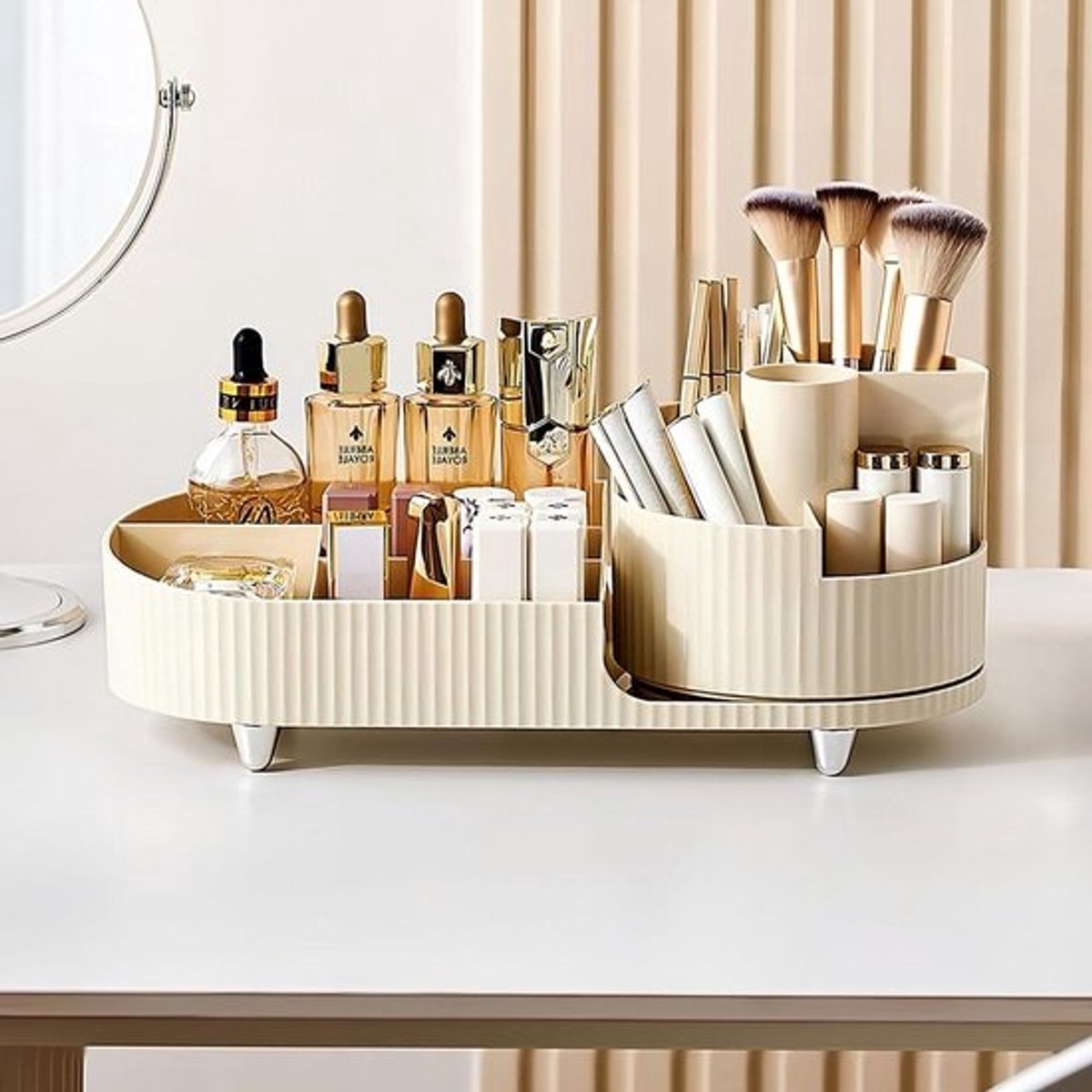 360° draaibare beauty-organizer voor make-up opslag in badkamer en slaapkamer