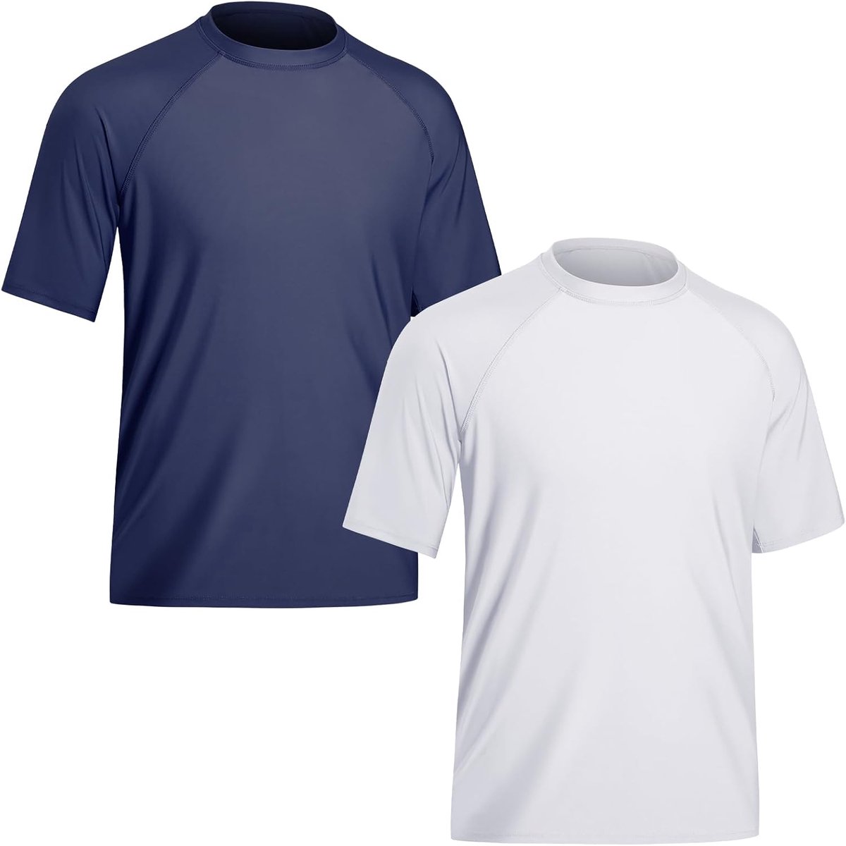 2-Delig Heren Zwemshirt UV Shirt met Korte Mouwen UPF 50+ Zwemkleding Sneldrogende Zwem Tops Badmode Rash Guard Shirts