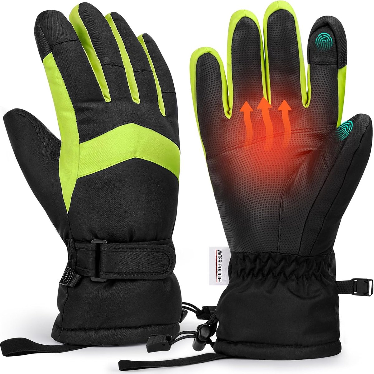 Handschoenen voor heren, waterdicht, skihandschoenen voor heren, warme touchscreen-handschoenen voor sneeuw, voor snowboarden, fietsen, motorrijden, wandelen, hardlopen