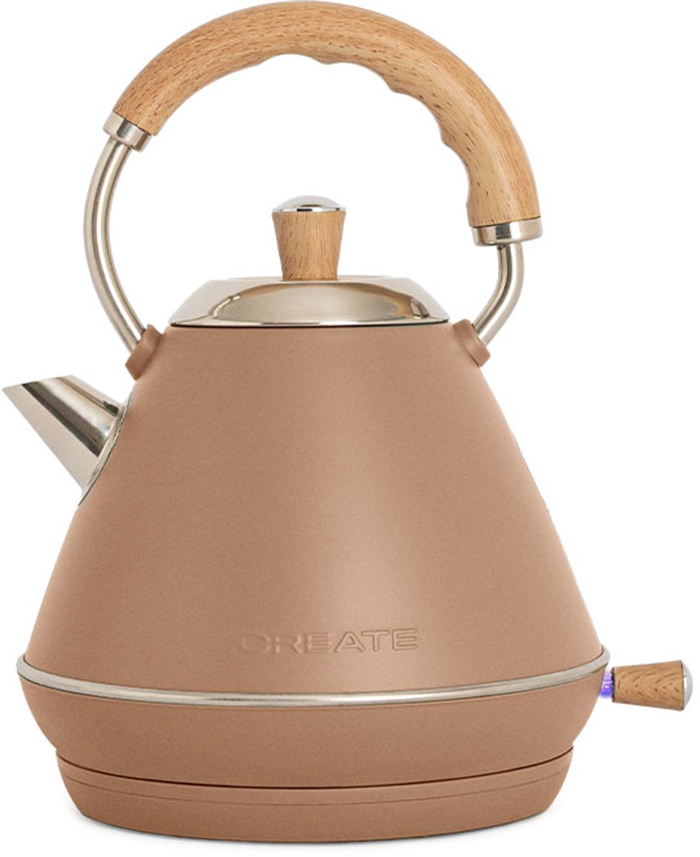 CREATE - Waterkoker 600ml - BPA vrij- 800W - Mokka - KETTLE RETRO