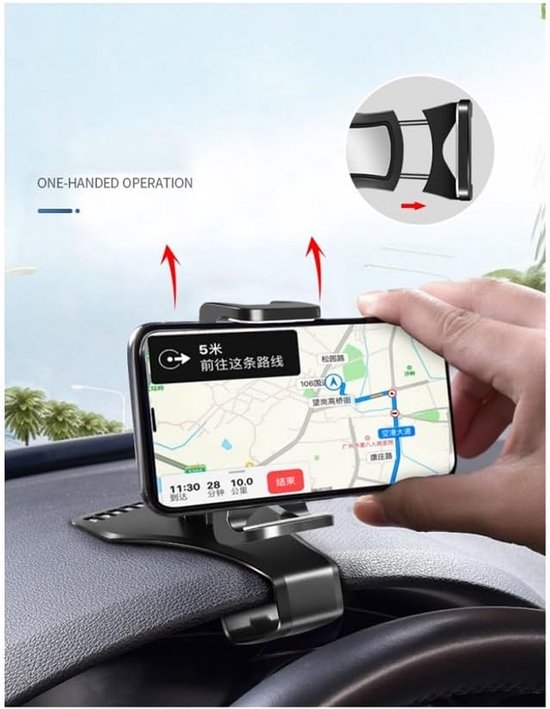 Smartphone Houder 3 in 1: Dashboard/Vizier Klem + AC Grille Clip voor Gionee M30 (2020) - Zwart — afbeelding 2