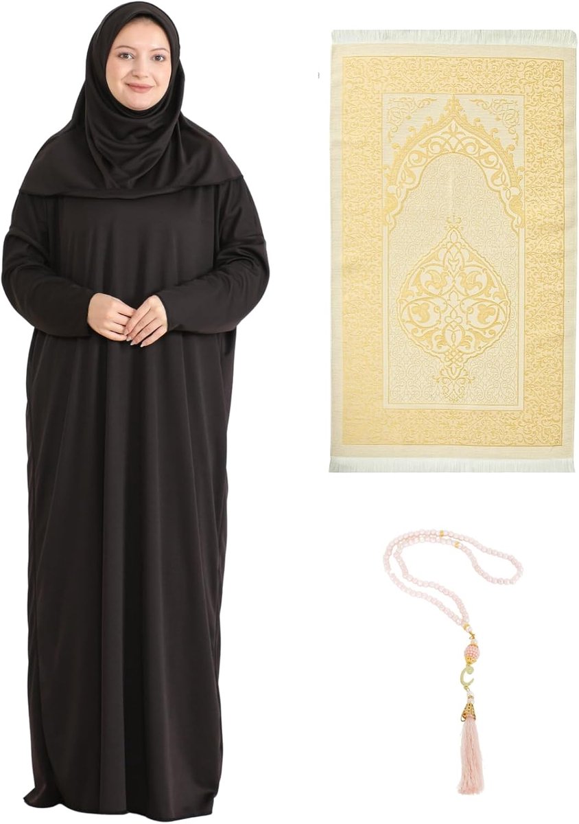 Dames Gebedskleding met Hijab, Gebedskleed en Tasbih, Islamitische Set, Abaya Jilbab Dubai Kaftan voor Eid en Ramadan