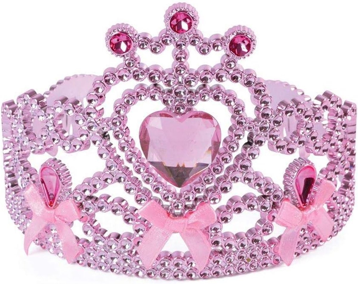Novelty BA1037 Tiara met lint strikbanden, roze, One Size